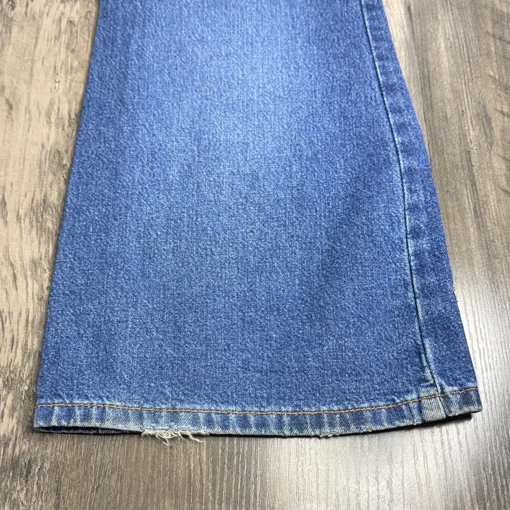 XOXO 90’s Blue Low Rise Flare Jeans with Gold Floral Accents - Image 7