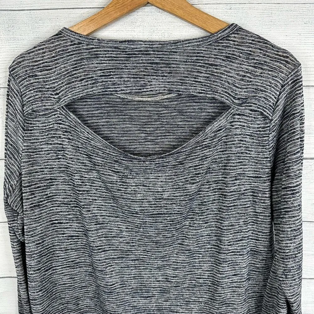Athleta Womens size XS Breezy Long Sleeve Cutout Back Striped Workout Top Blue - Image 9