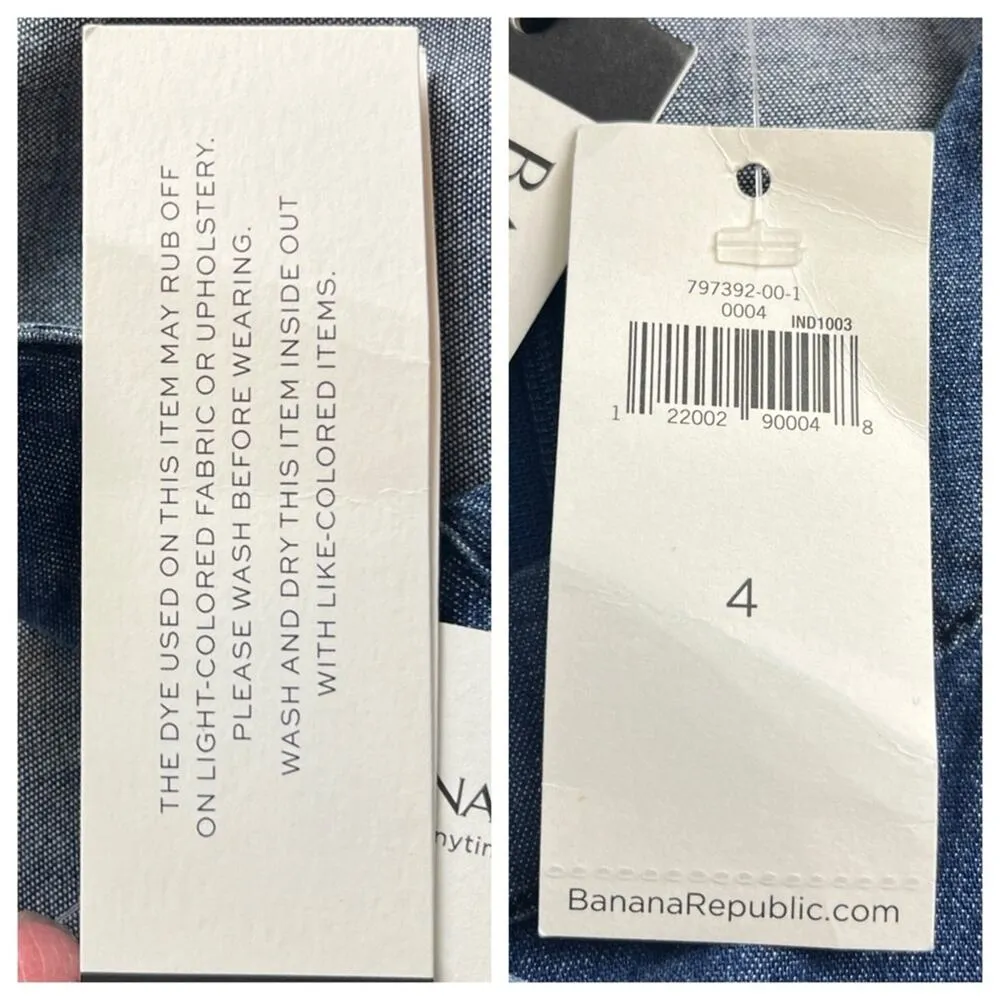 Banana Republic New Dress Denim Blue Jean Ruffle Neck Halter Top Women’s Size 4 - Image 12