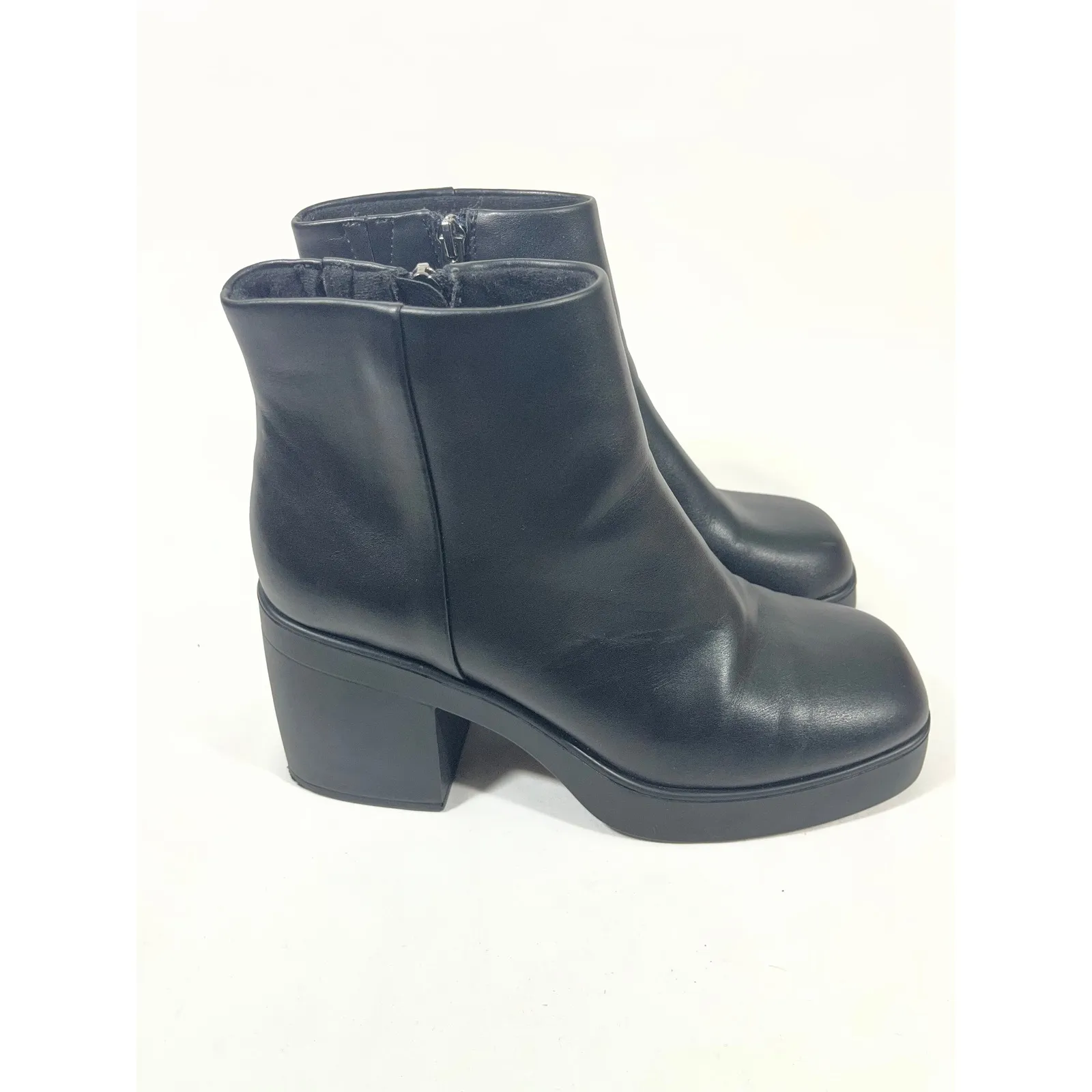 Melody Women's Black Square Toe Platform Ankle Boots Goth Y2K Chunky Heel Sz 8 - Image 3