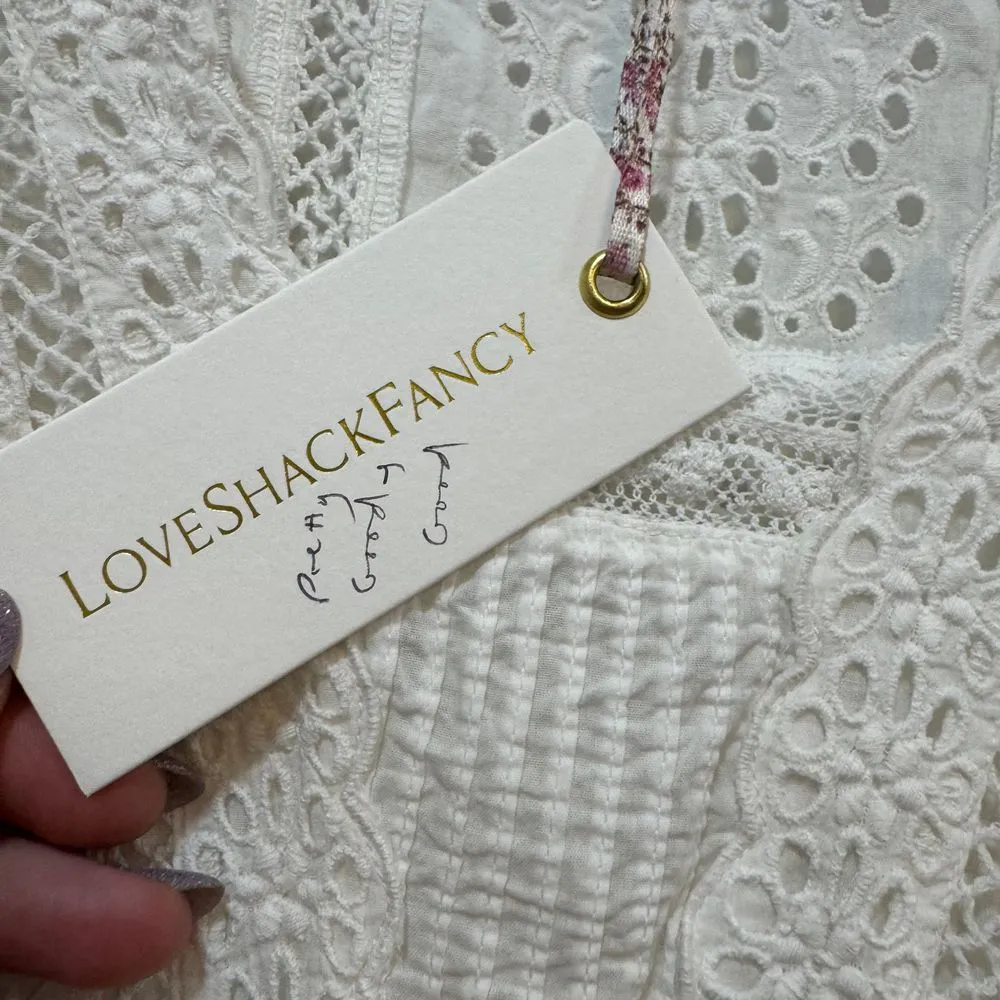 LoveShackFancy Womens Garrison Dress White Lacy Midi Ruffle Eyelet‎ NWT $495 - Image 5