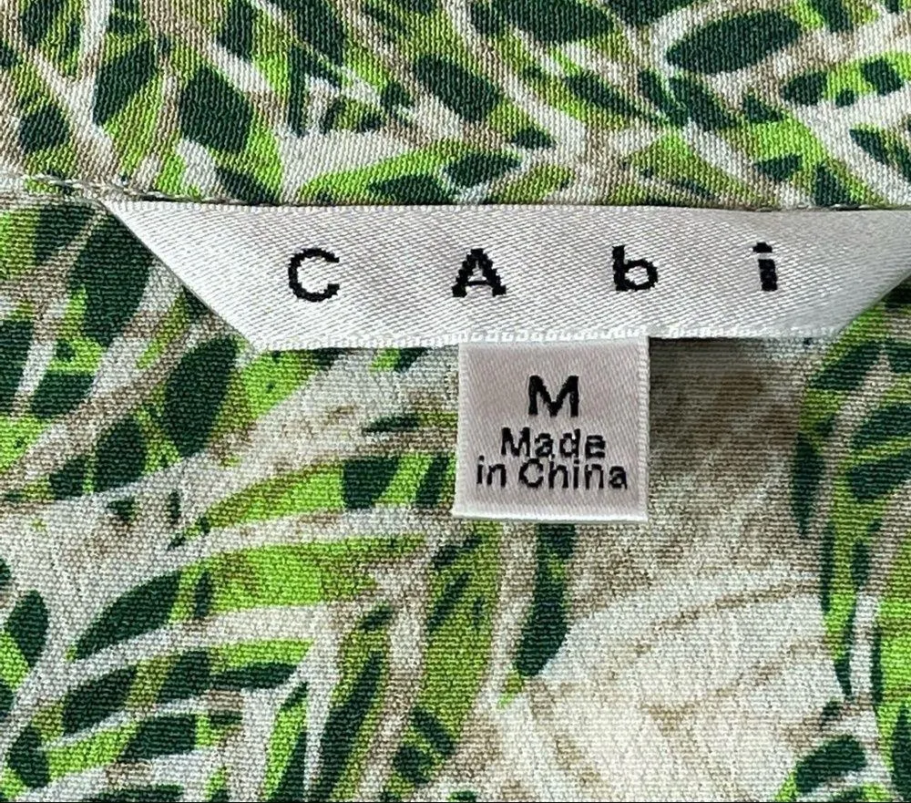 CAbi Leaf Print Dress Faux Wrap V-Neck Size M - Image 13