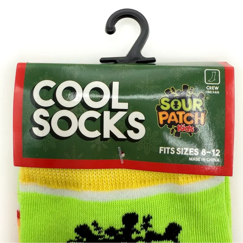 Sour Patch Kids Candy Crew Socks Mens Womens Odd Sox Christmas Holiday Fun Gift Green - Image 2