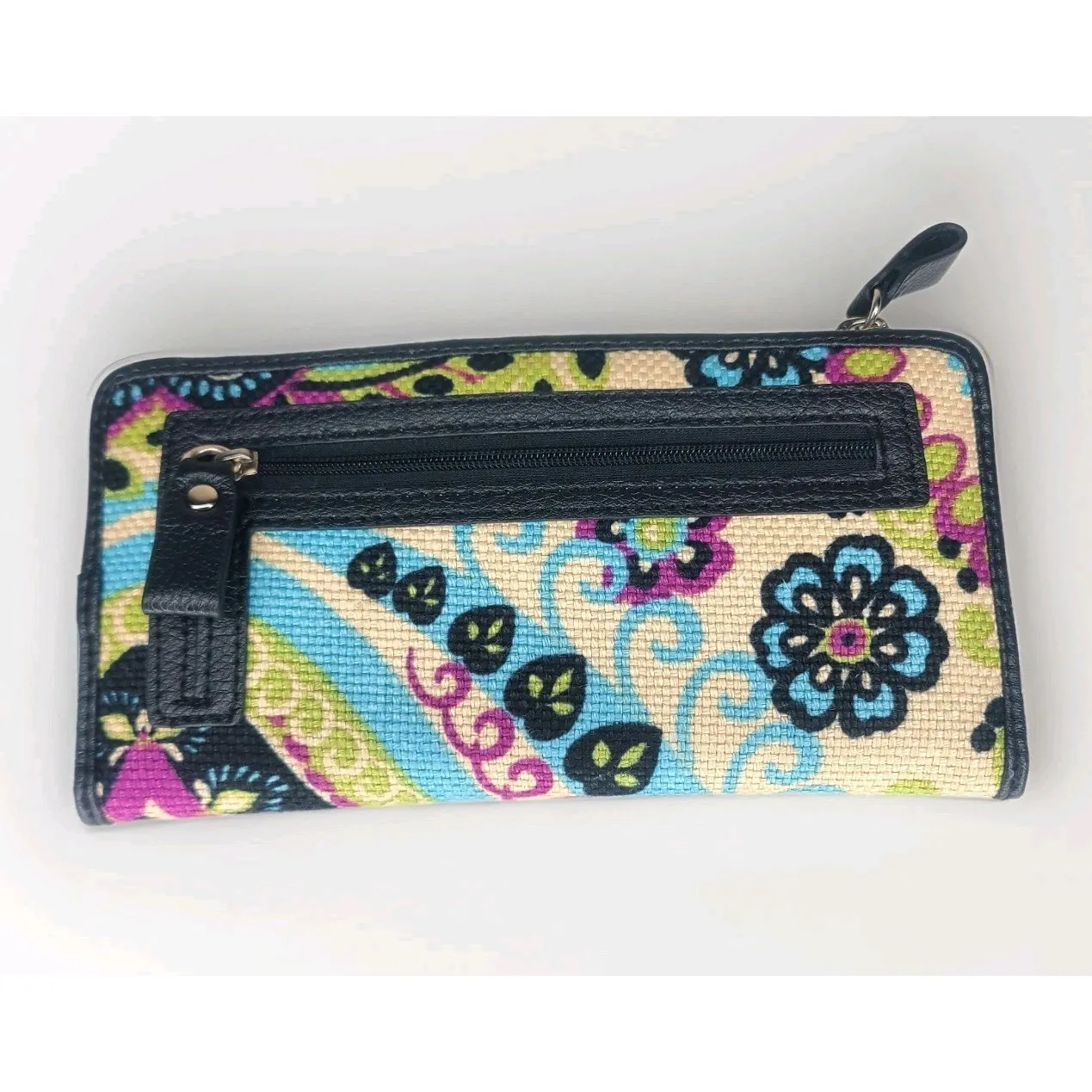 Spartina 449 Daufuskie Island Floral‎ Snap Wallet Linen Print Leather Bifold - Image 2