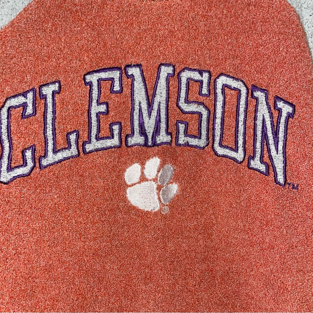 Clemson Tigers Press Box Royce Apparel Terry Cloth Sweat Shirt Size Medium - Image 2