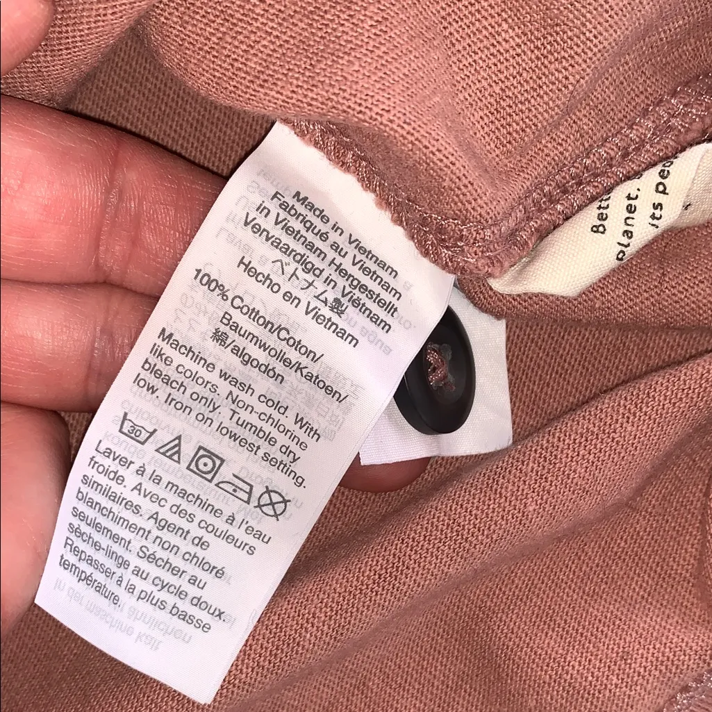 Madewell Mauve Button Sleeve Relaxed Fit Baggy Turtleneck Organic Cotton Top M - Image 7