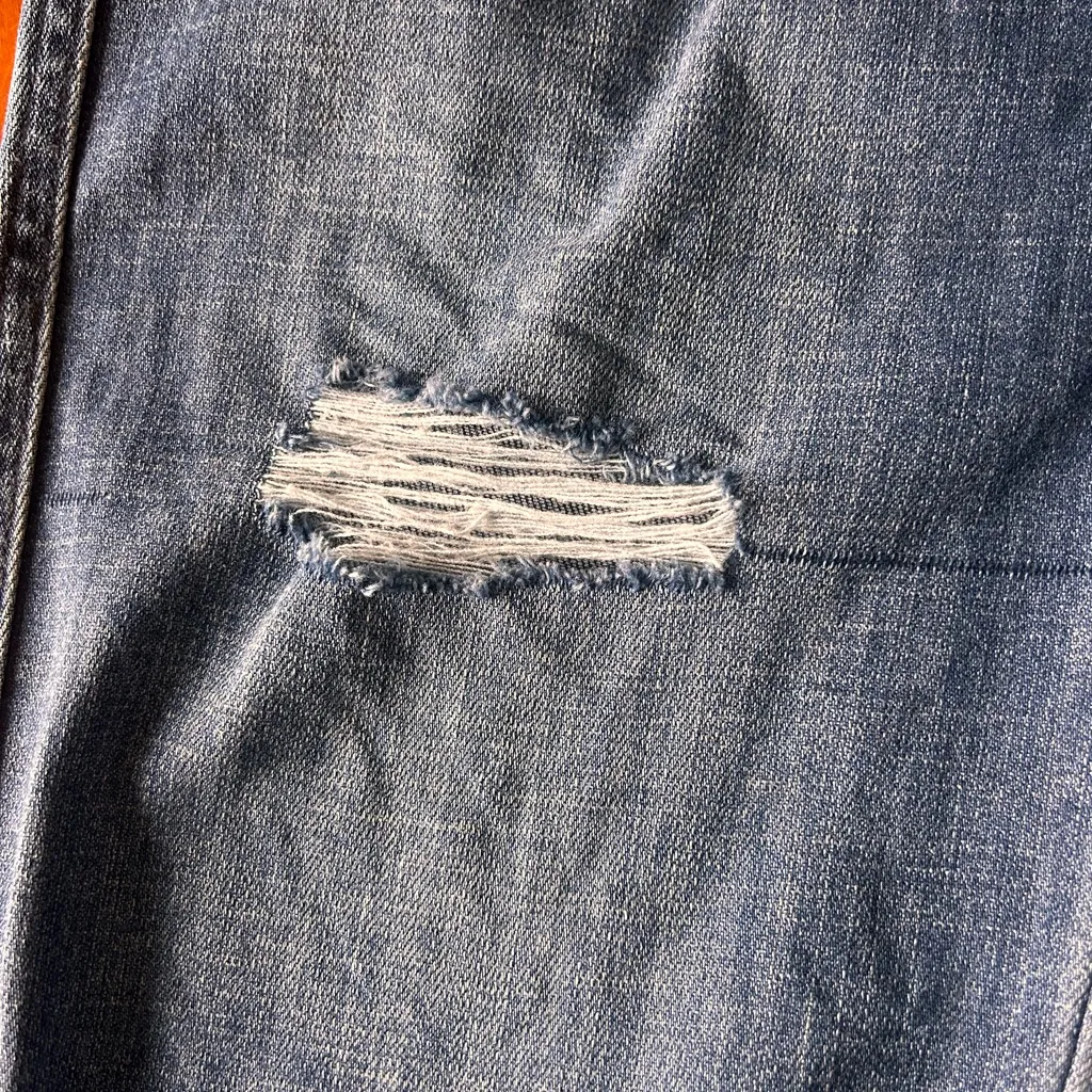 Aerie distressed drawstring elastic waist pull on denim joggers Size Medium - Image 7