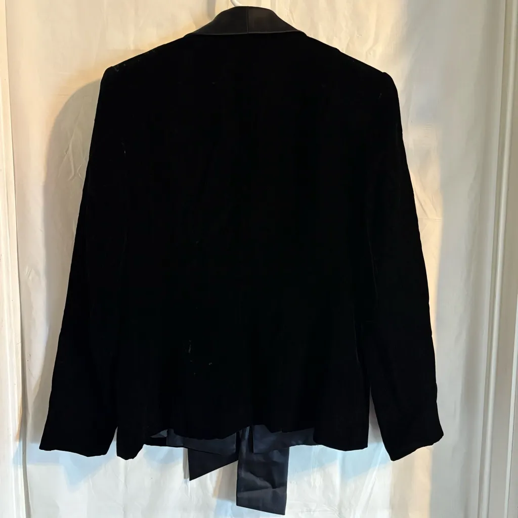 Talbots Tuxedo Black Blazer Sz 10P‎ Velvet/Satin Shawl Collared Faux Camisole - Image 2