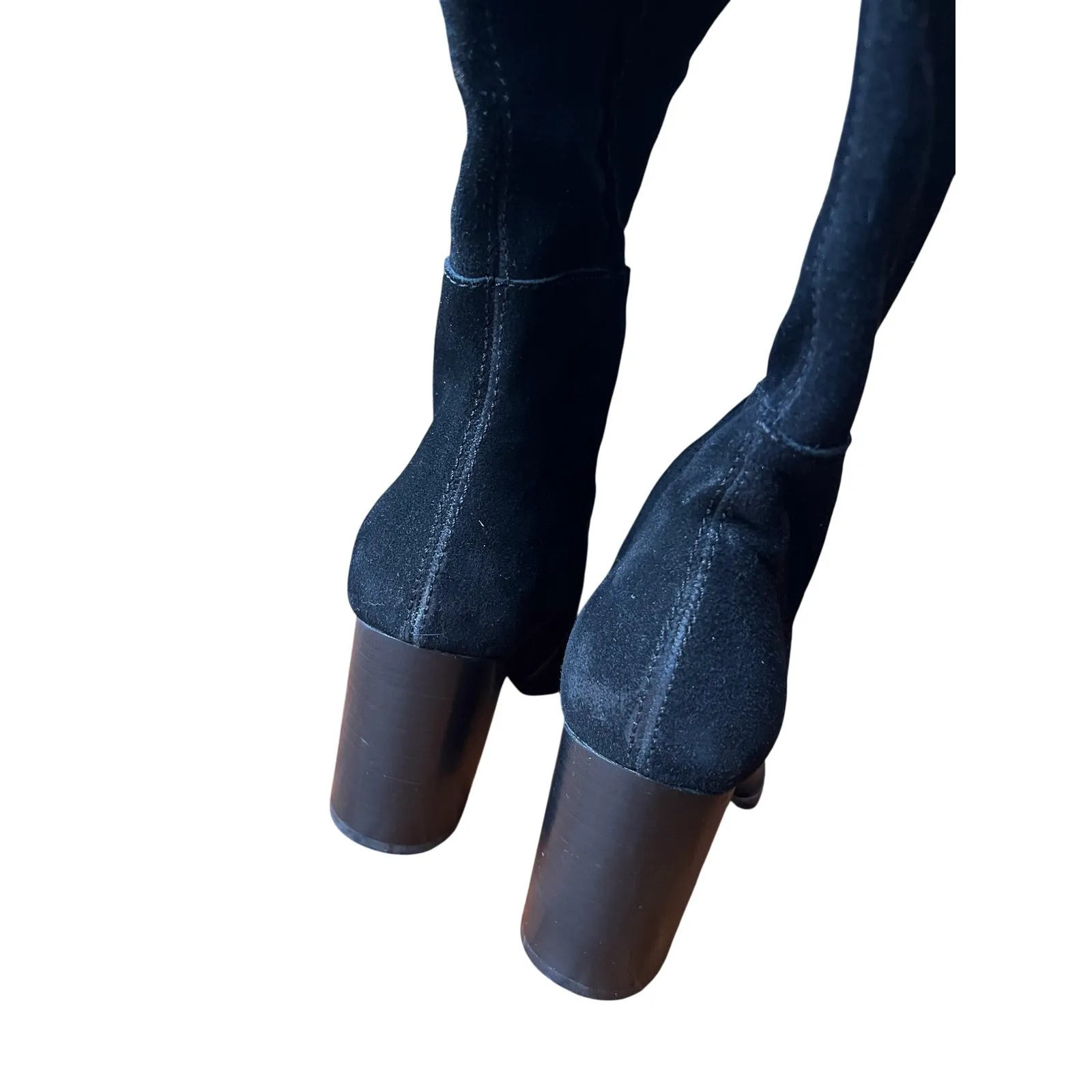 Dolce Vita Fynn Black Suede Crocodile Embossed Leather Heeled Tall Boot Size 6 - Image 8