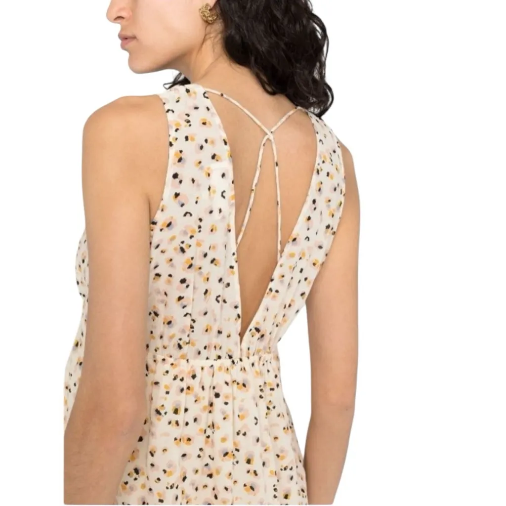 ba&sh - Beck Flowy Maxi Dress in Ecru Leopard Print Sz 2/US 6 - Image 4