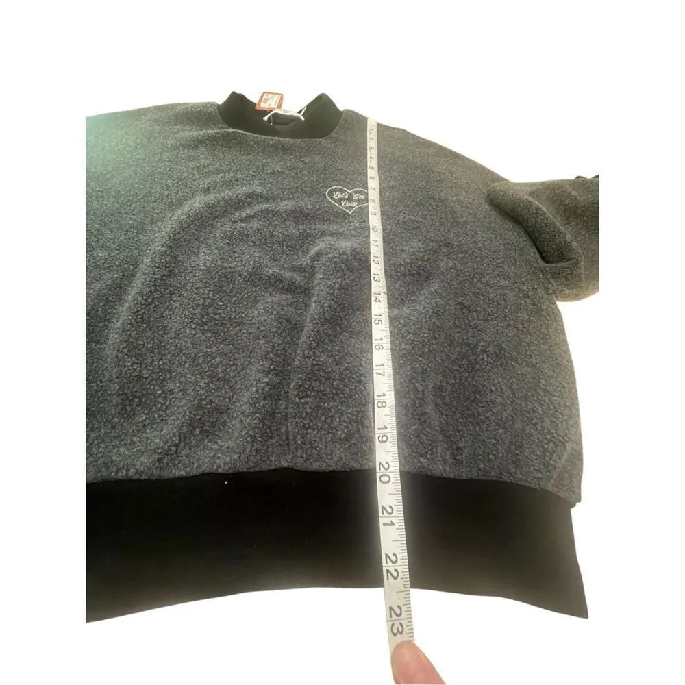 Project Social T Women's Let's Get Cozy Fleece Sweatshirt Gray Black Sz S (2-4) - Image 7