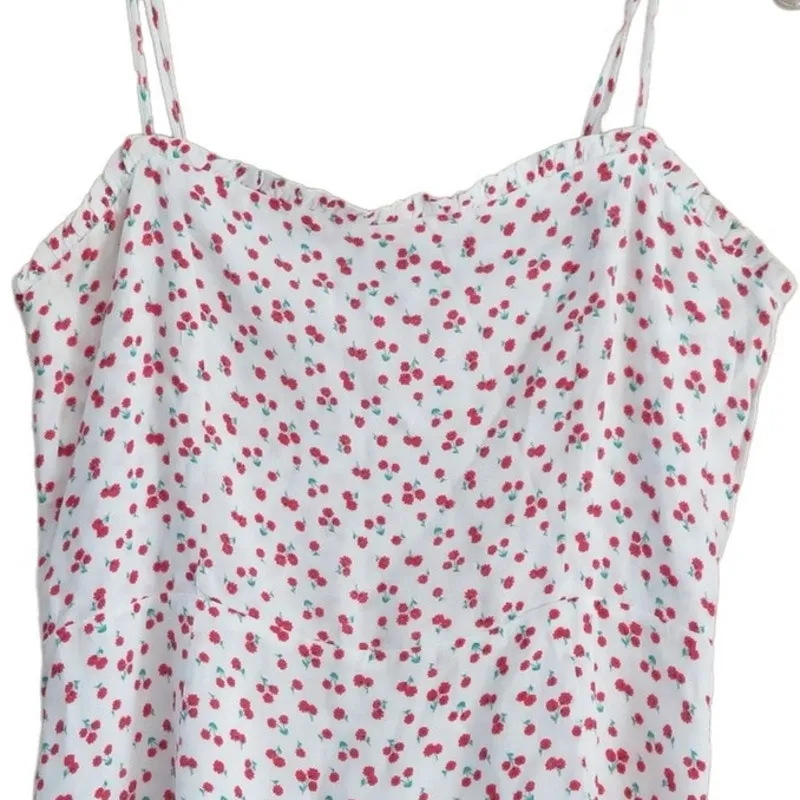 Olivaceous Floral Mini Dress Sleeveless Back Zip White & Red Size Large NWOT - Image 3