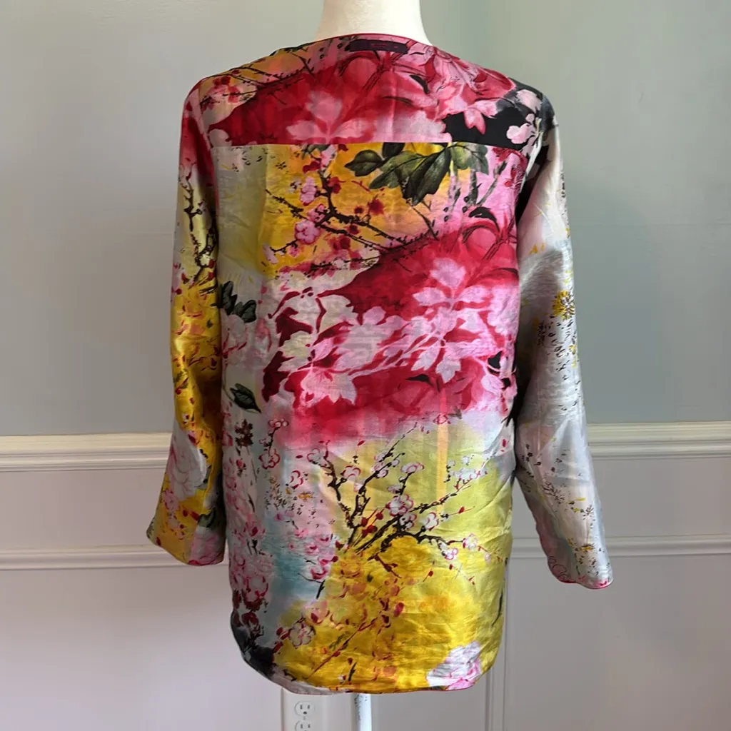 ETRO Reversible Silk Jacket Ethnic Tribal Floral XXL Neiman Marcus NEW $1005 Pink - Image 9