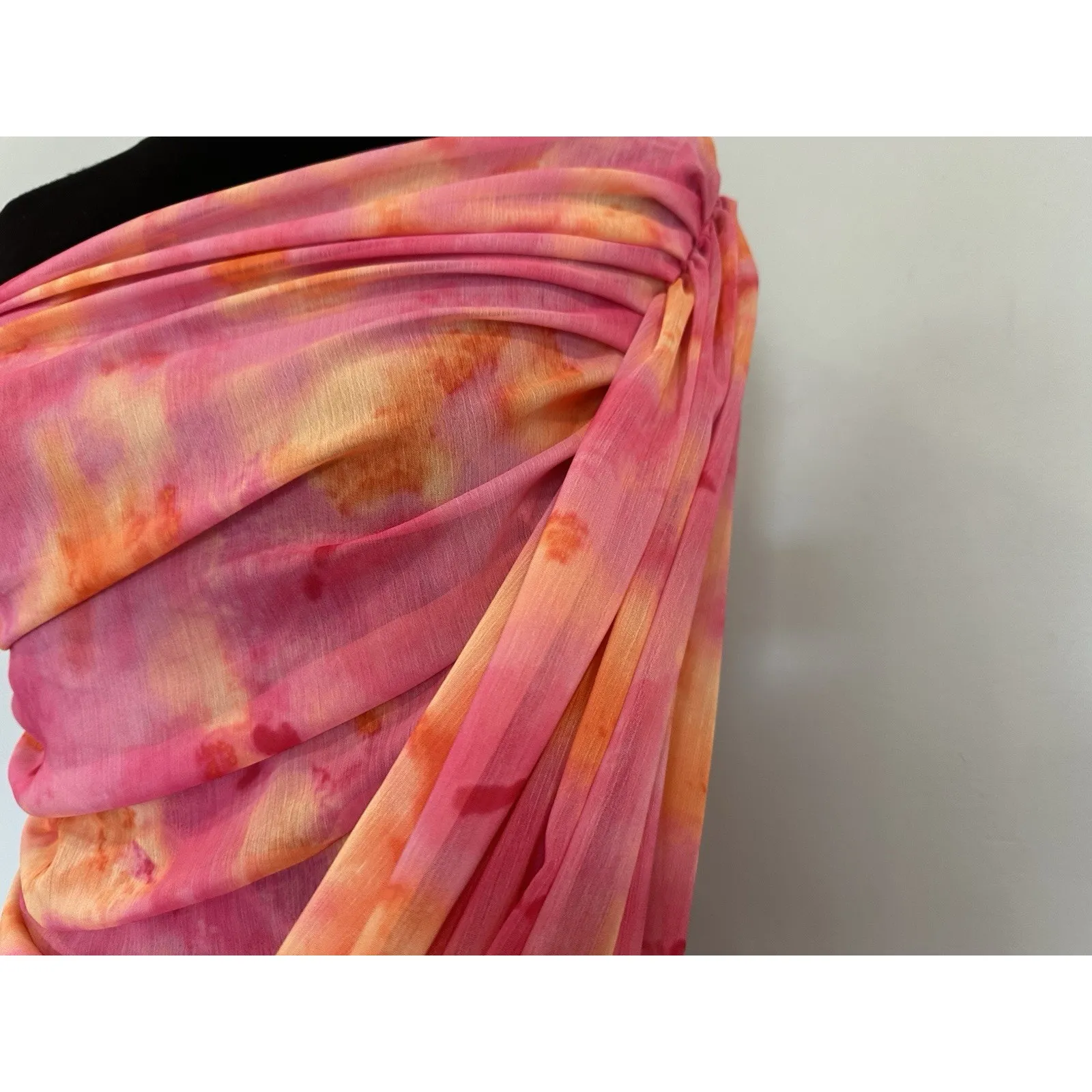 Tach Free People Rosa Pink Orange Multicolor One Sleeve Mini Dress Small S NEW - Image 3