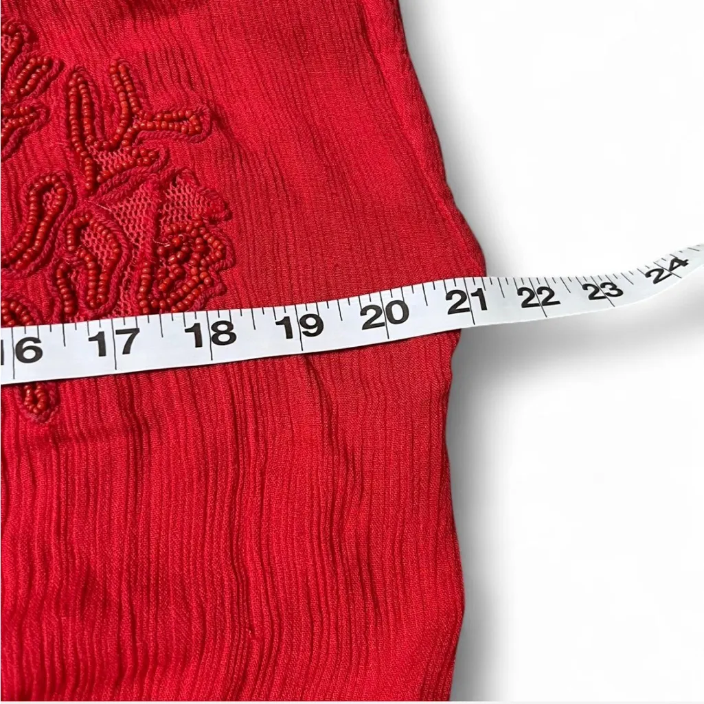 Kimchi Blue Anthropologie Scarlet Red Embroidered Dress Sz L - Image 6