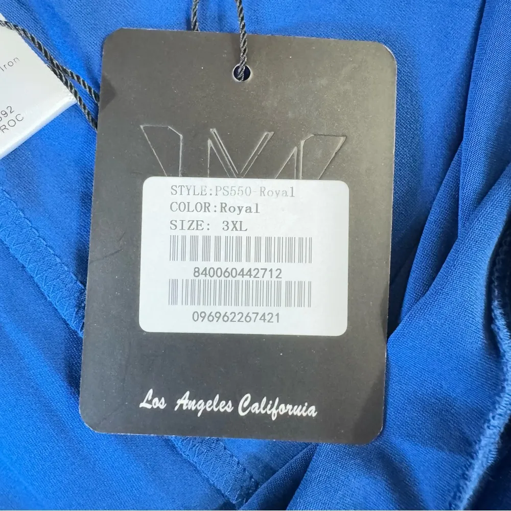 White Mark Royal Electric Blue Straight Leg Yoga Pants with High Fold Over Waist Size 3X - Image 3