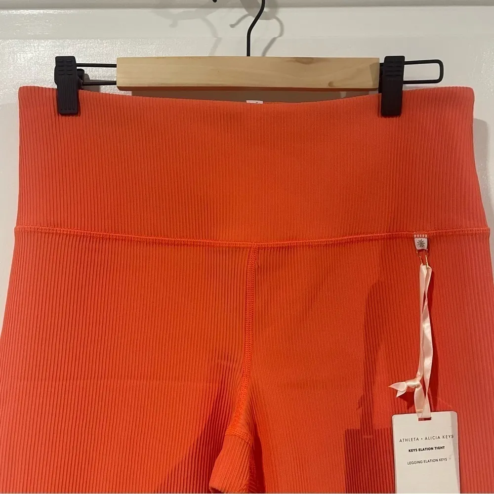 NWT Athleta Alicia Keys Coral Orange Keys Elation Tight Ribbed Leggings Size 1X - Image 8