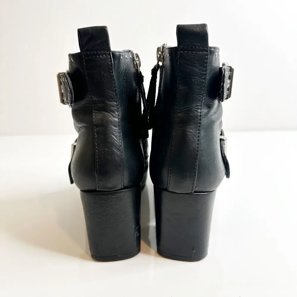 Rebecca Minkoff Logan Studded Buckle Booties Black Lamba Leather Women's 6 - Image 5