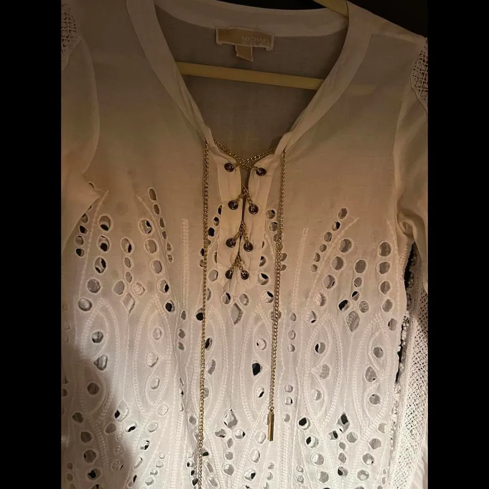 Michael Kors White Boho top size small - Image 3