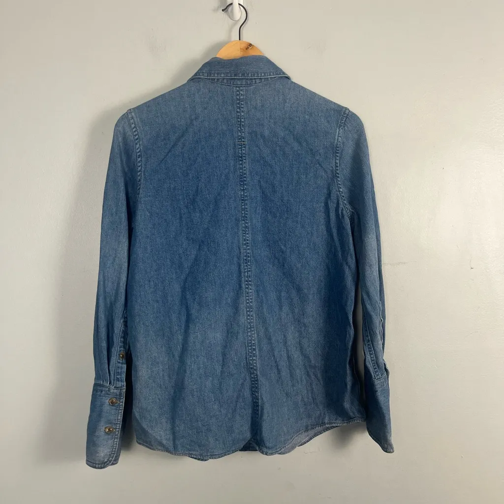 Banana republic THE PERFECT COTTON-HEMP SHIRT in medium wash size XS - Image 7