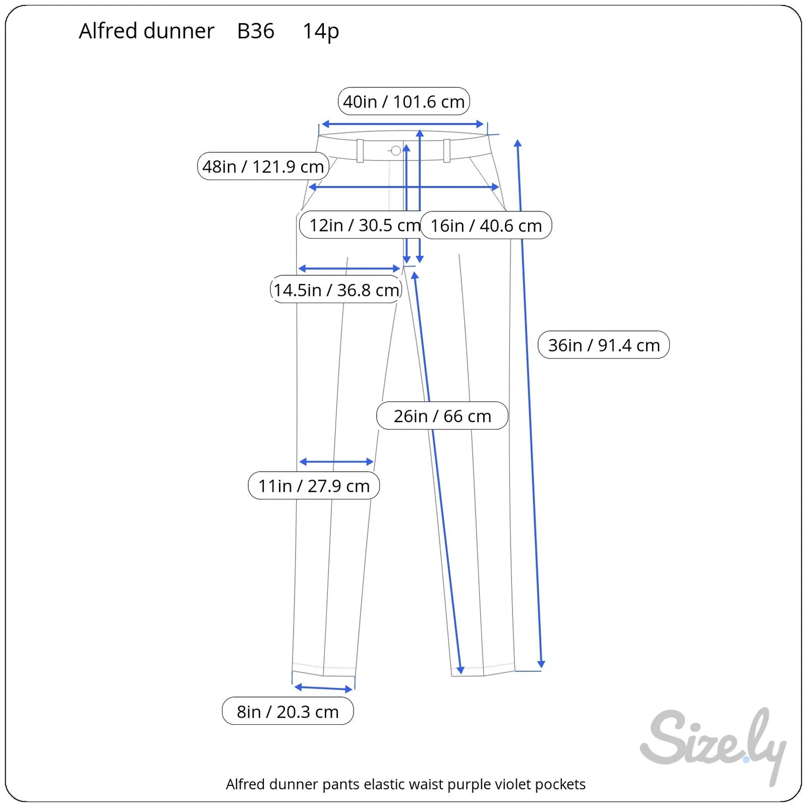 Alfred dunner pants elastic waist purple violet pockets - Image 2
