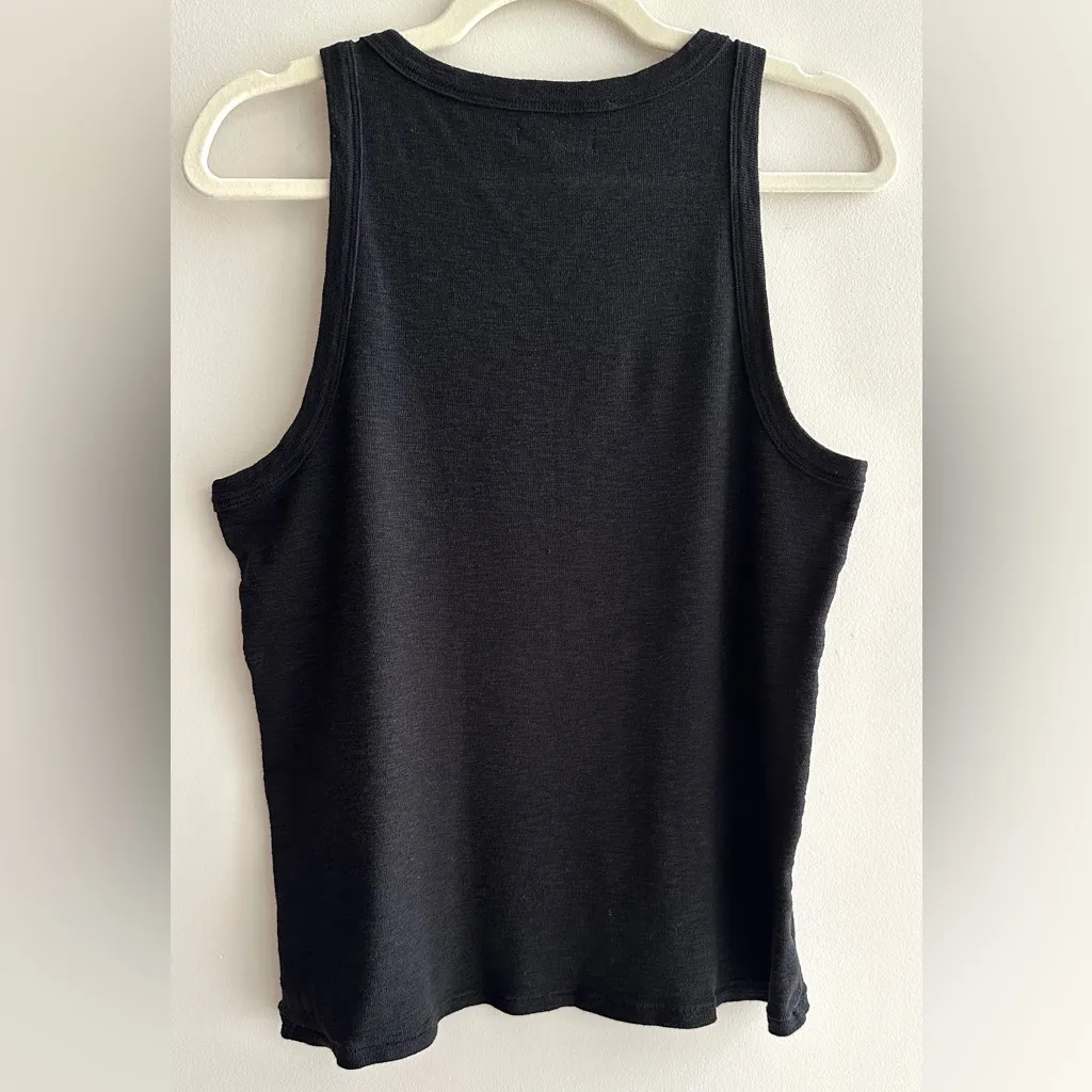 Madewell Highneck Black Tank Top, Casual Basic Layering Tank, Size Large - Image 12