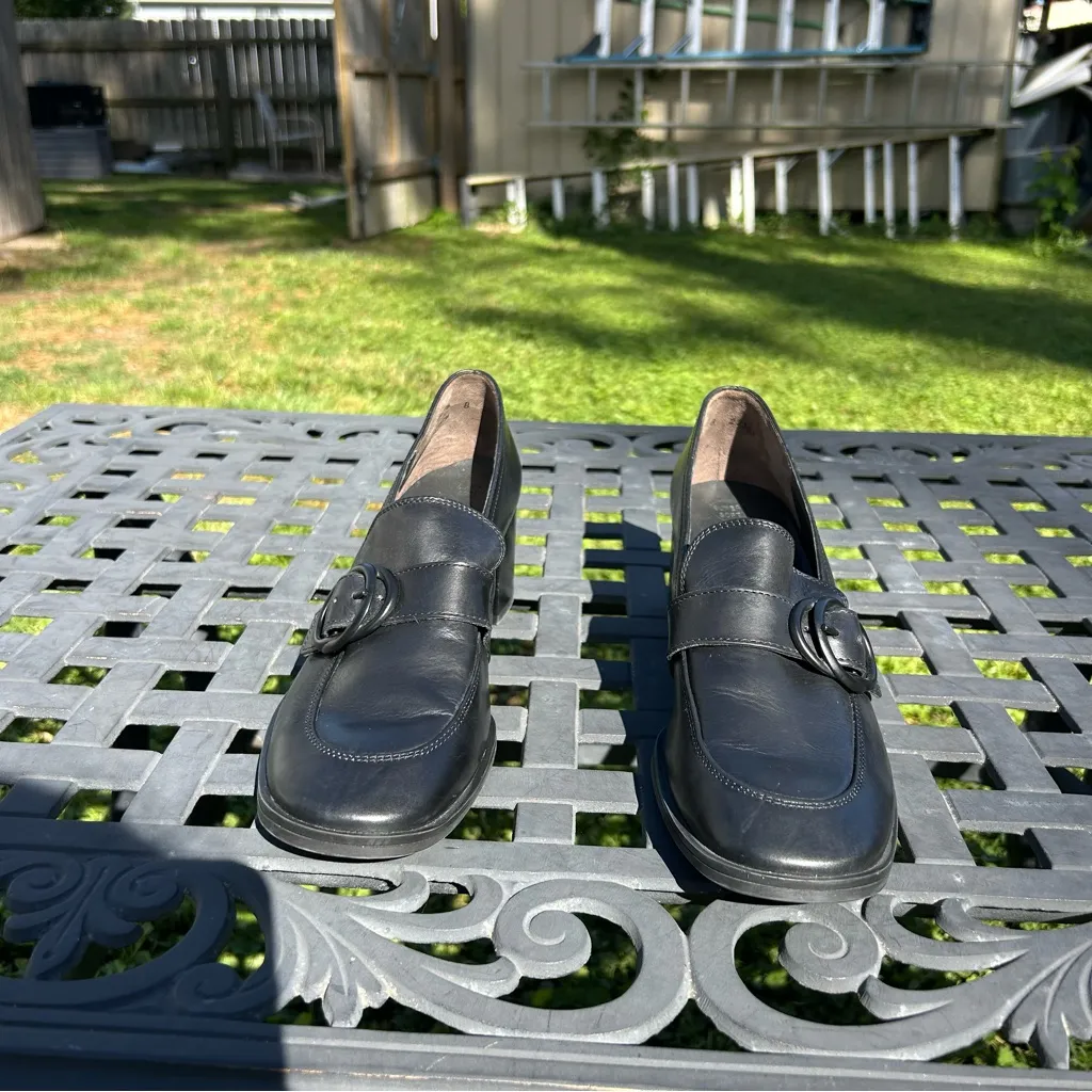 PAUL GREEN Black leather robin heeled loafers size 8‎ uk or 10.5 US - Image 2