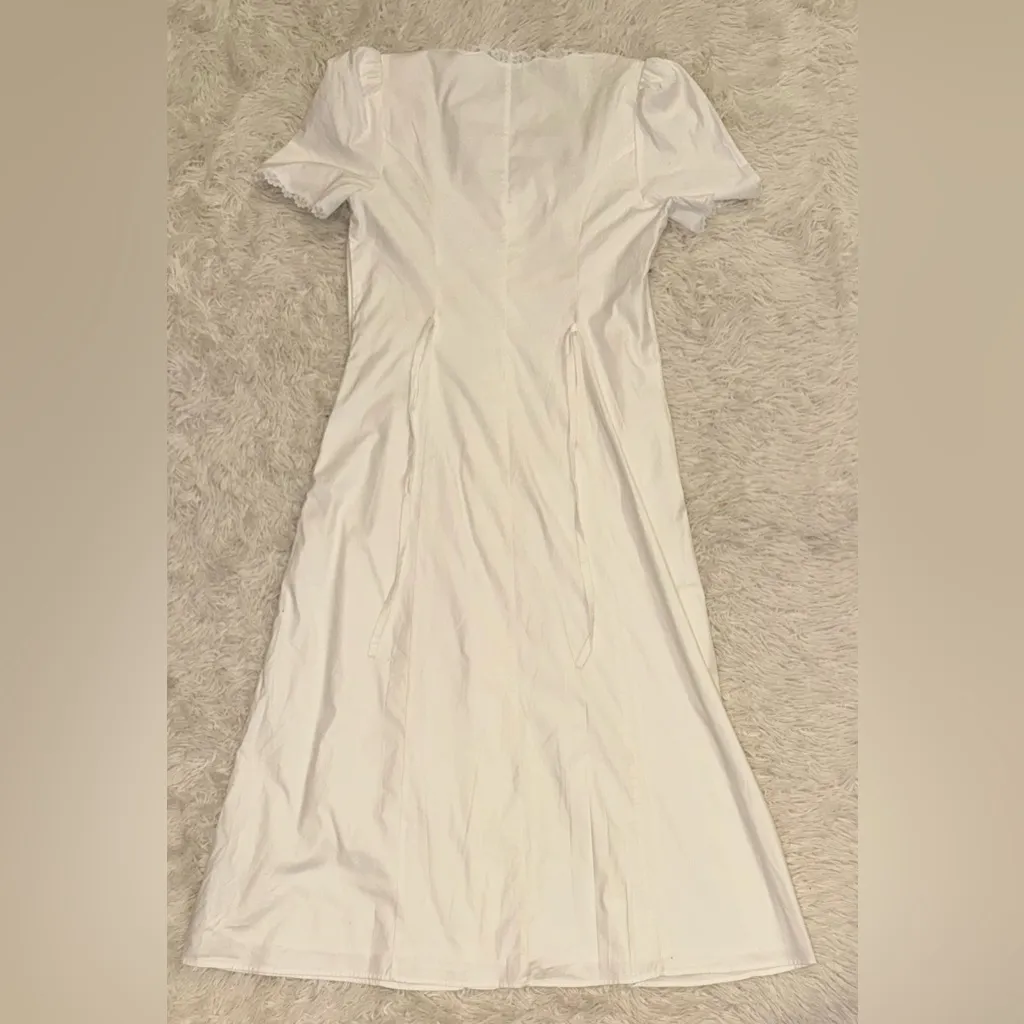 NWOT Reformation Alida Button Front cotton Midi summer white dress sz 12 - Image 8