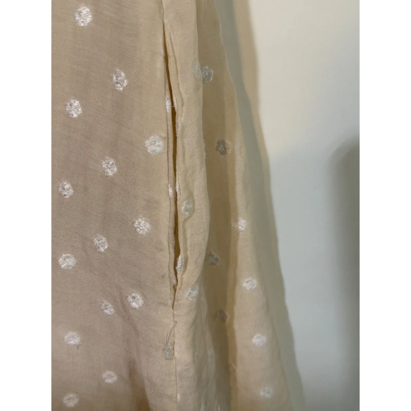 See By Chloe White Polka Dot Cotton Silk Dress V-Neck Cottagecore Chic Size 4 - Image 9