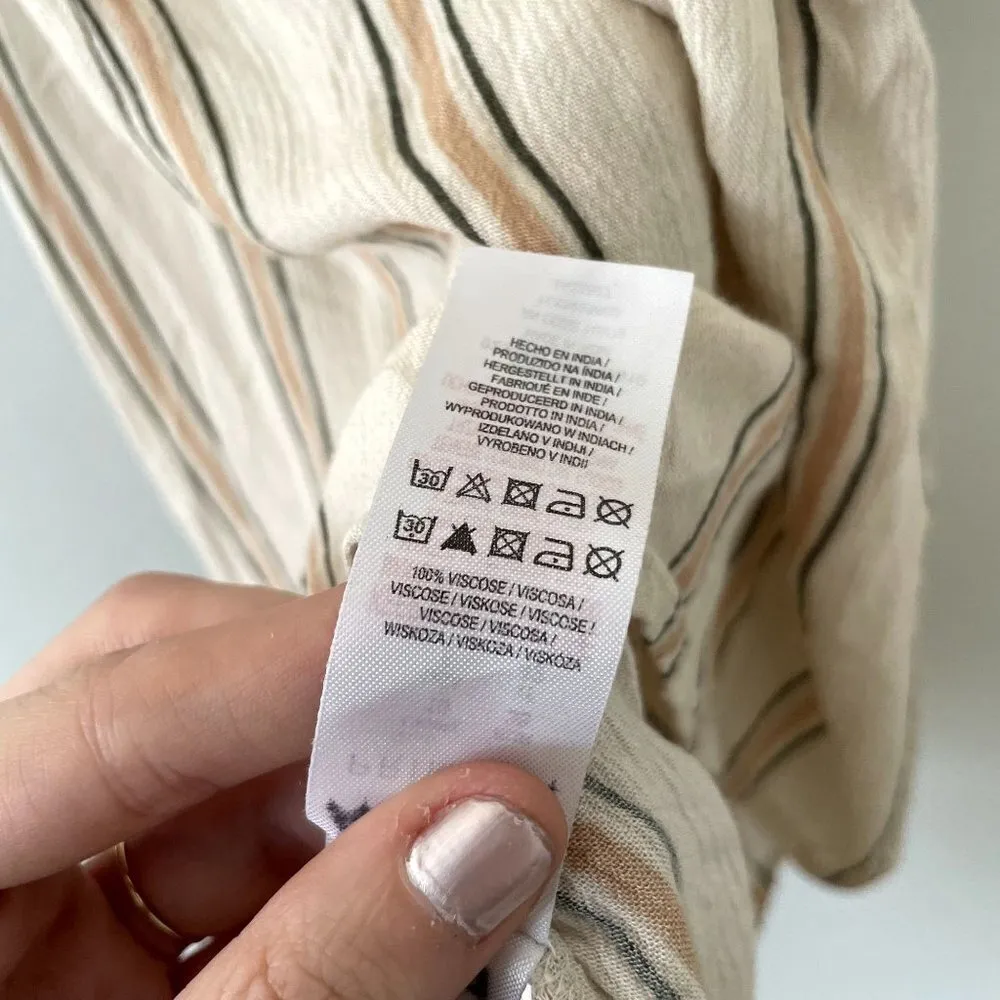 Primark beige orange gray striped off the shoulder short sleeved top size 6 - Image 4