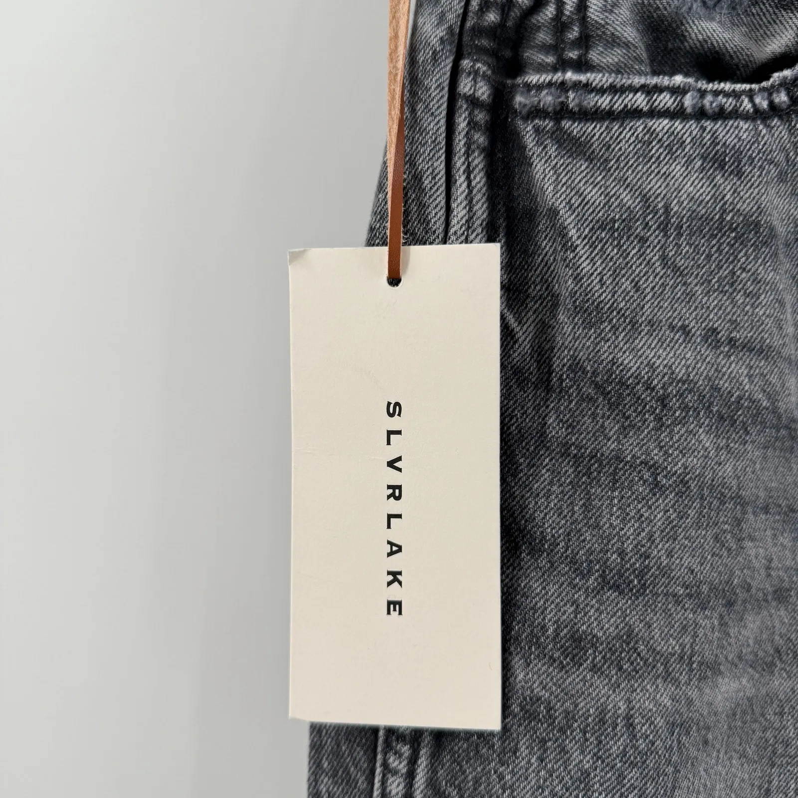 SLVRLAKE Hero Jeans Size 28 NWT Midnight Rider Distressed High Rise Fray Denim Black - Image 5