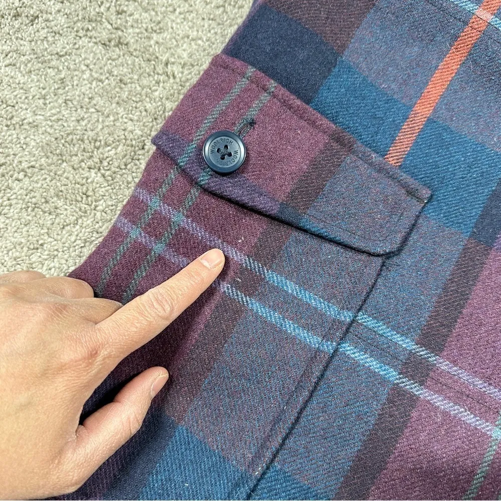 Woolrich Women’s Wool Blend Plaid Vest Full Button Academia in Purple Navy L - Image 12