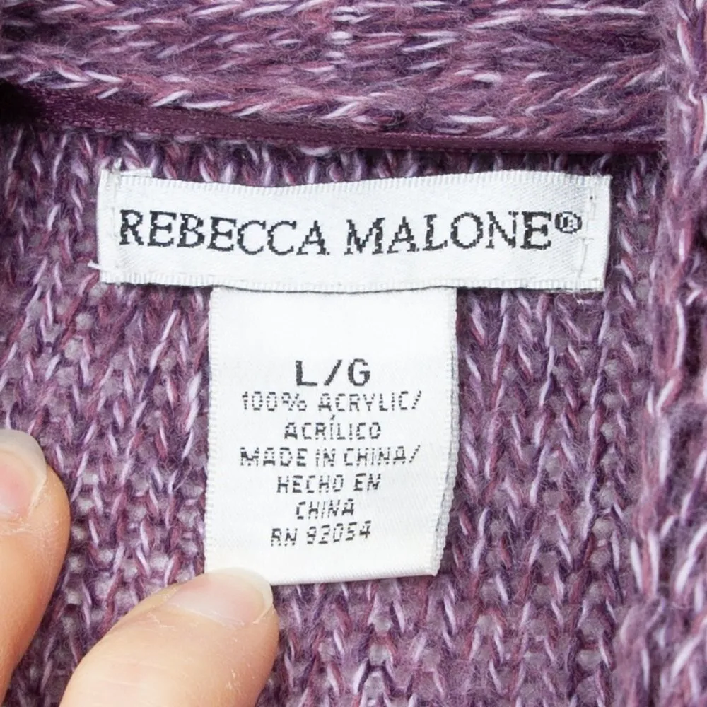 Rebecca Malone Open‎ Front Knit Cardigan Sweater Size Large - Image 3