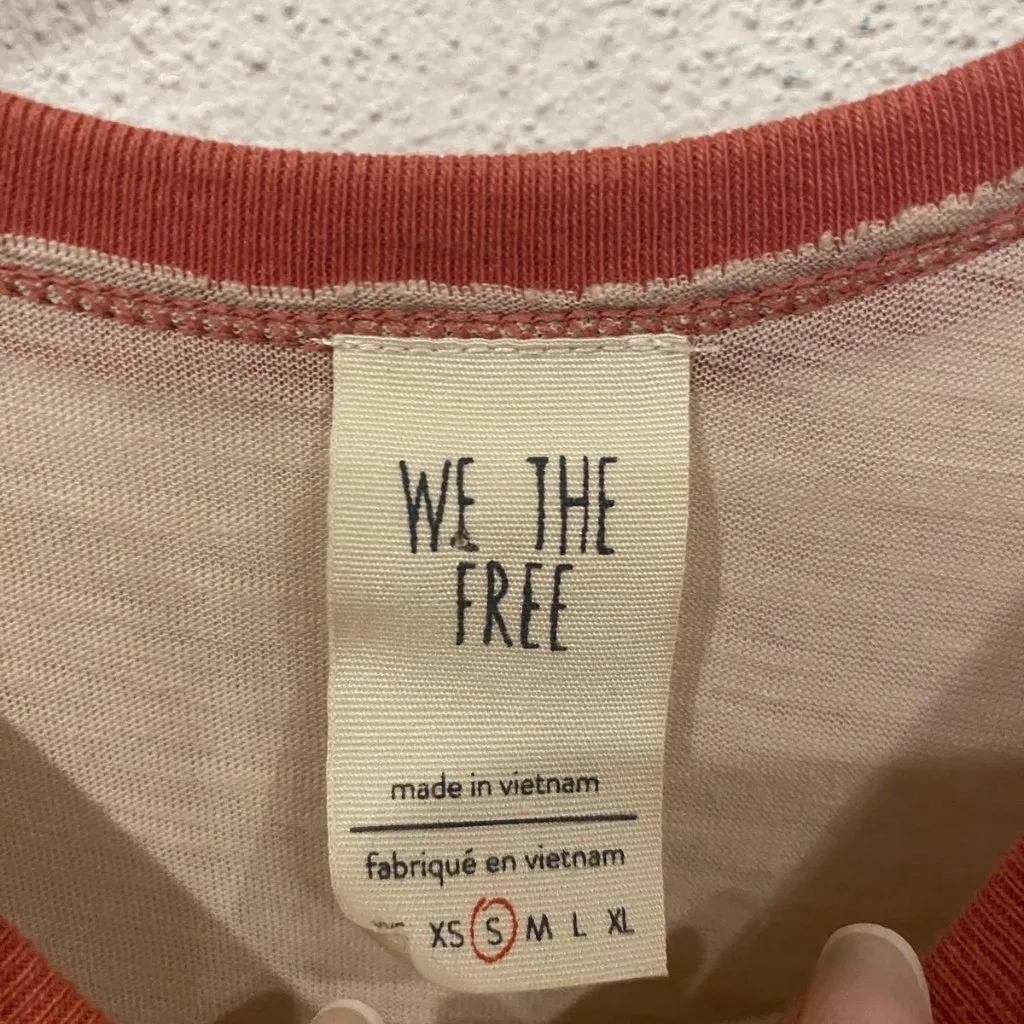 We The Free Friday Fever Shirt Womens Small Rust Beige Boho Top Flowy - Image 4