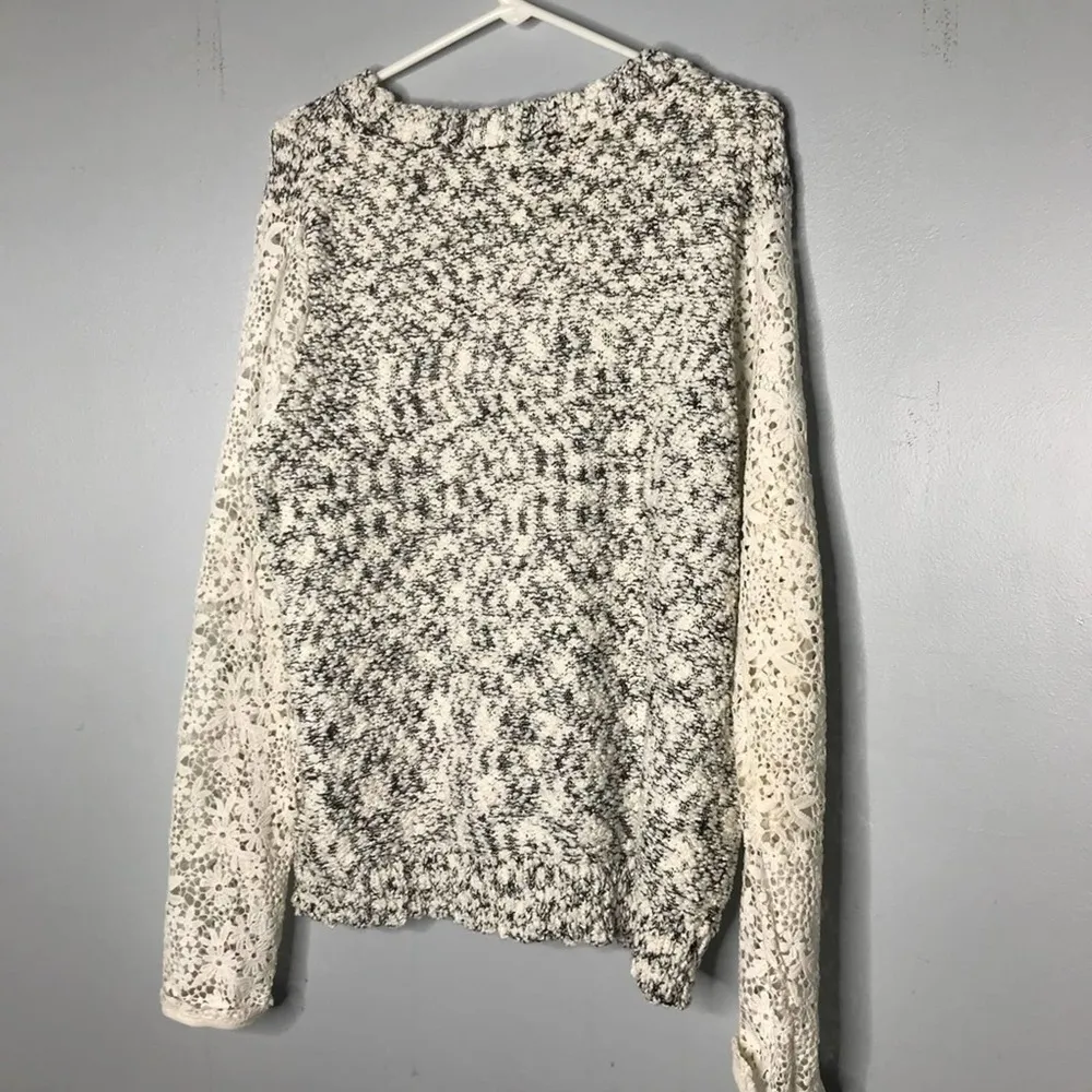 Anthropologie crochet chunky‎ marled gray sweater - Image 5