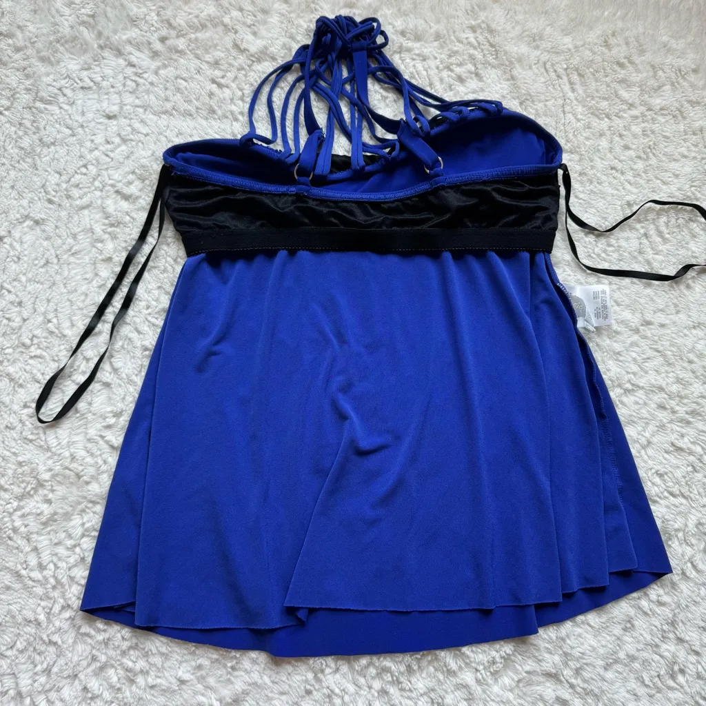 Magicsuit Miraclesuit Morgan Tankini Swim Top Size 8 Blue Strappy Beach Nautical - Image 11