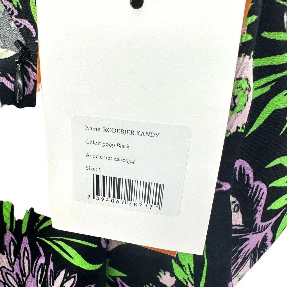 Rodebjer Kandy Dress In‎ Vegetal Floral Print Black Green Size Large - Image 14