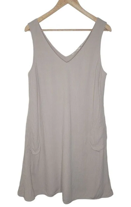 Soft Surroundings Phoebe shift dress Soft Taupe Beige Pockets Size Medium - Image 1