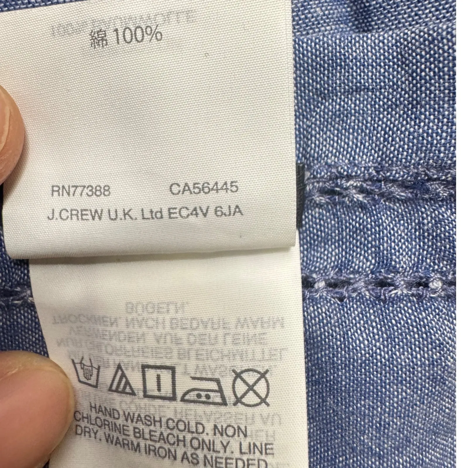 J.Crew Chambray Pocket Square Handkerchief Blue 100% Cotton G781 scarf old stock - Image 4