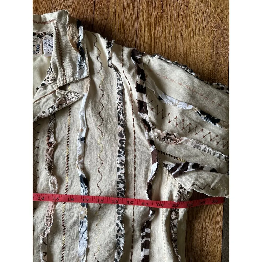 Life Style Boho Vtg Animal Print Jacket Size X Large Tan - Image 6