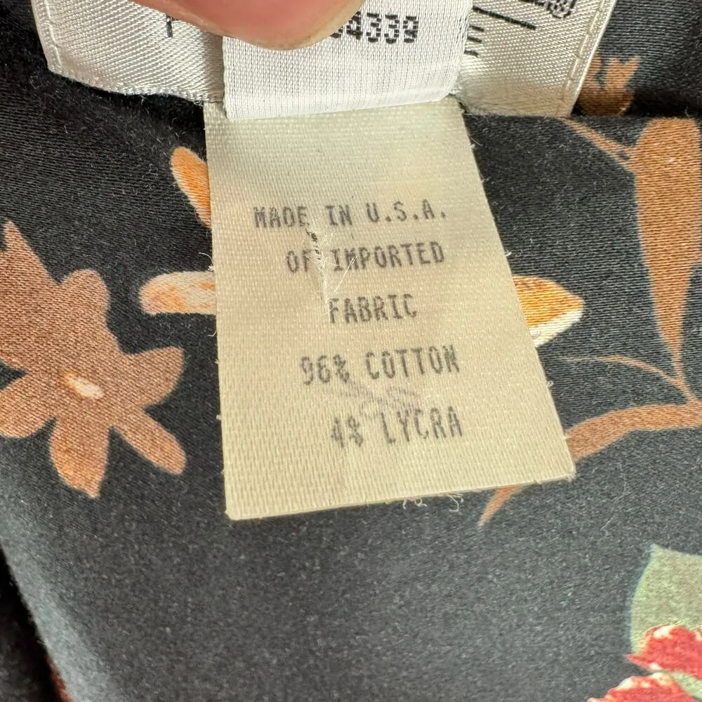 Gianni Vintage Black Floral Sleeveless Square Neck Cotton Sheath Dress USA Sz 12 - Image 6