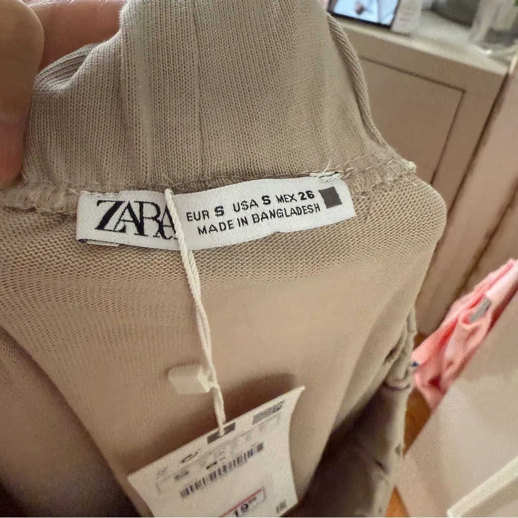 Zara Light Tan Beige Relaxed Pull On Jogger Trousers 100% Cotton Size Small NWT - Image 8