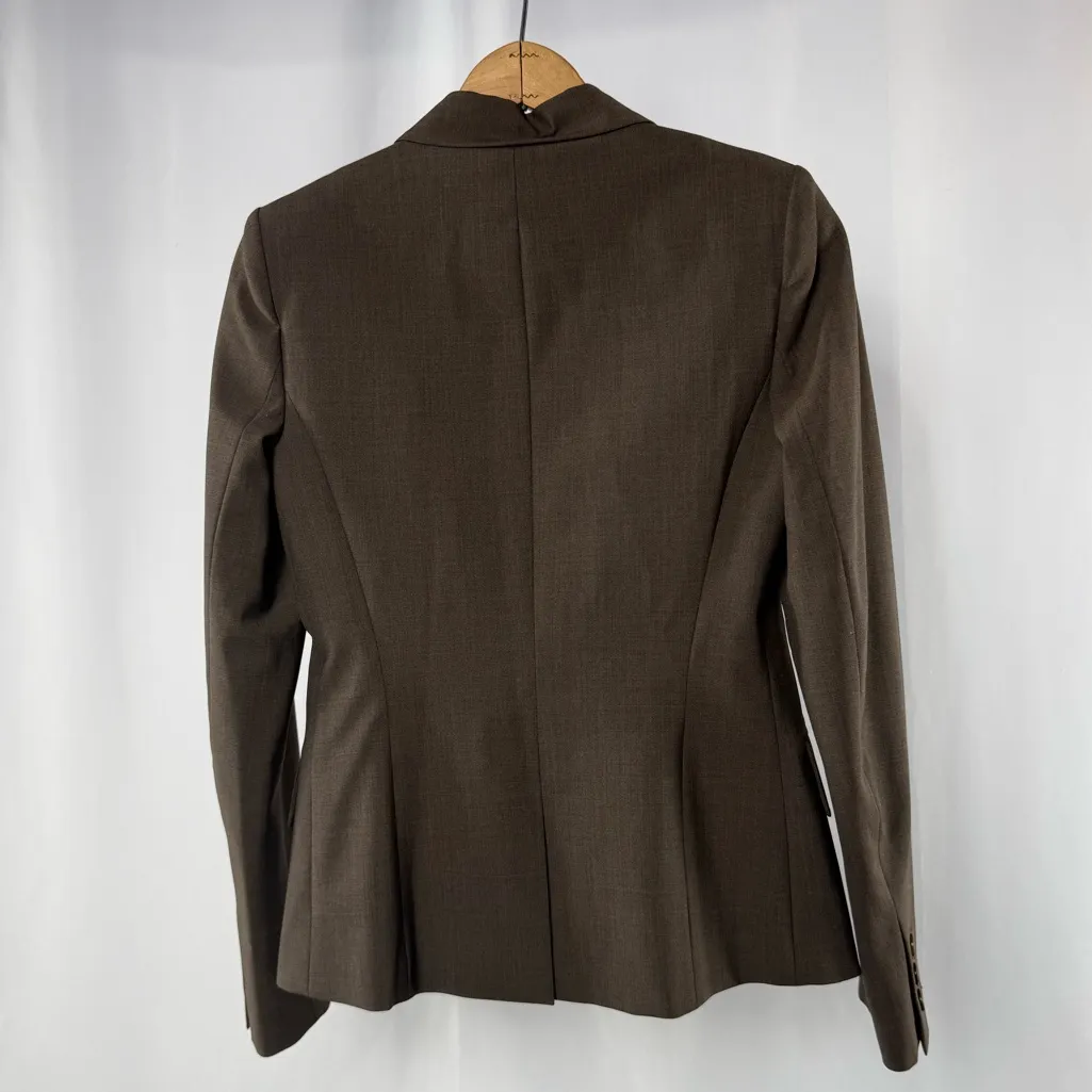 Theory Gabe B‎ Tailor One Button Wool Blazer in Brown Size 4 - Image 3