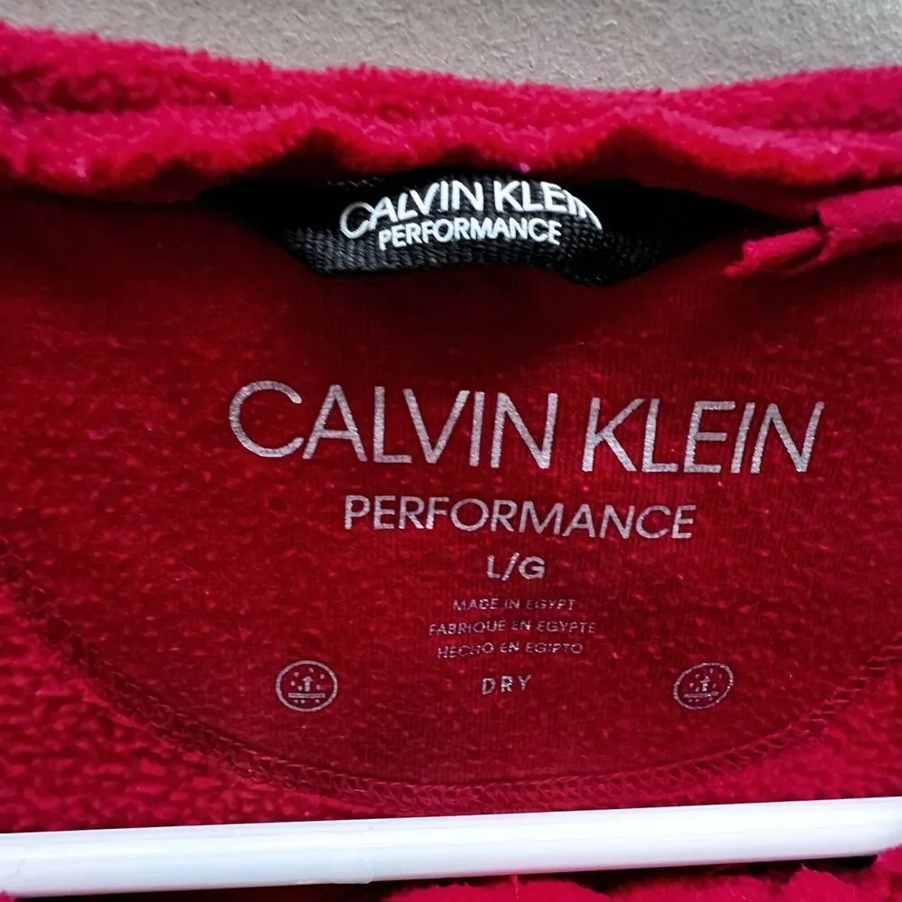 Calvin Klein Women  Full Zip Sweater Performance red Long Sleeve Pockets sz L - Image 3