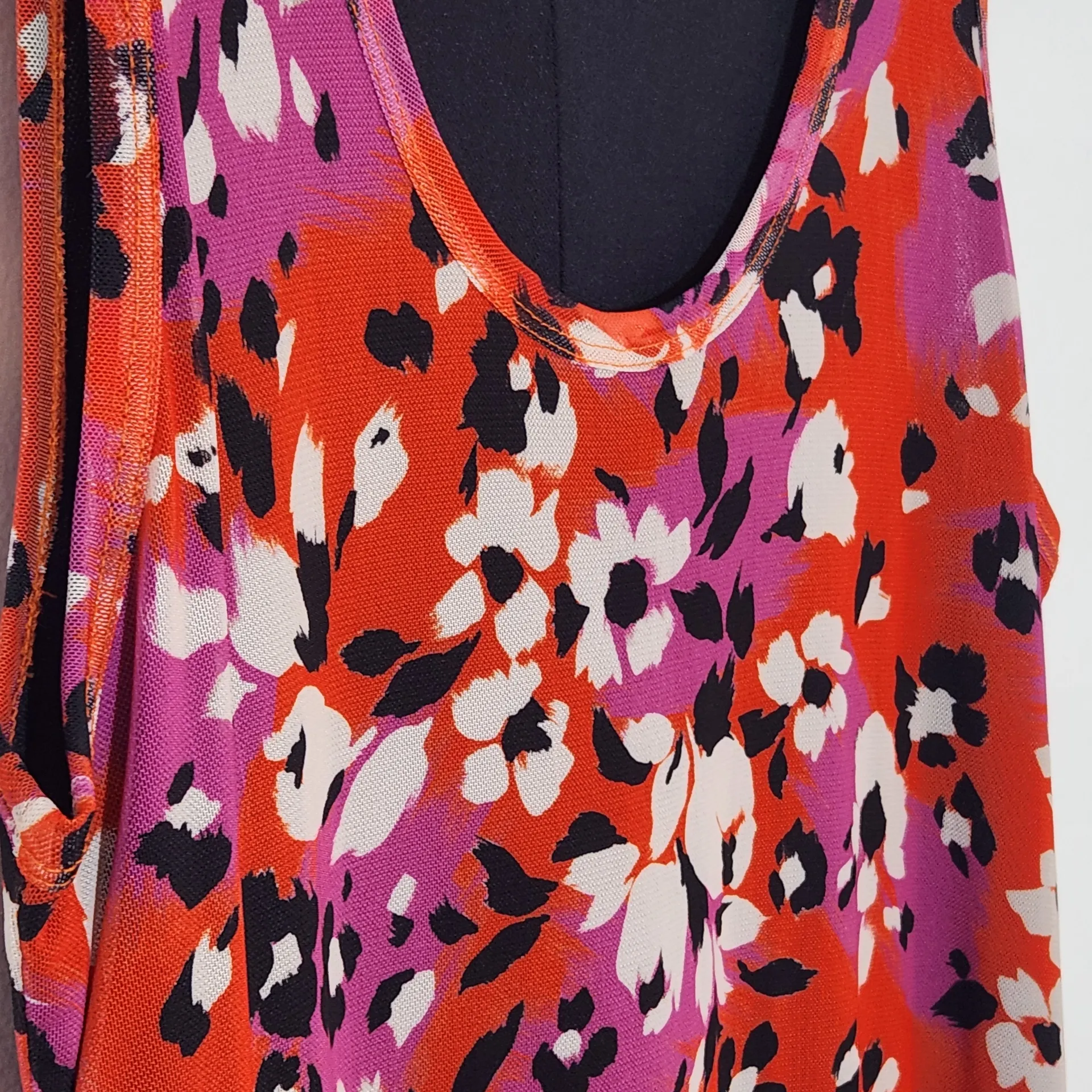 Karen Kane Red Floral Mesh Midi Dress Sleeveless Size Large - Image 5