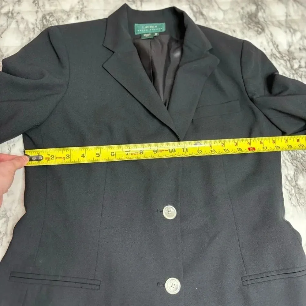 Lauren Ralph Lauren 100% Wool Blazer Button front Black size 10 - Image 6