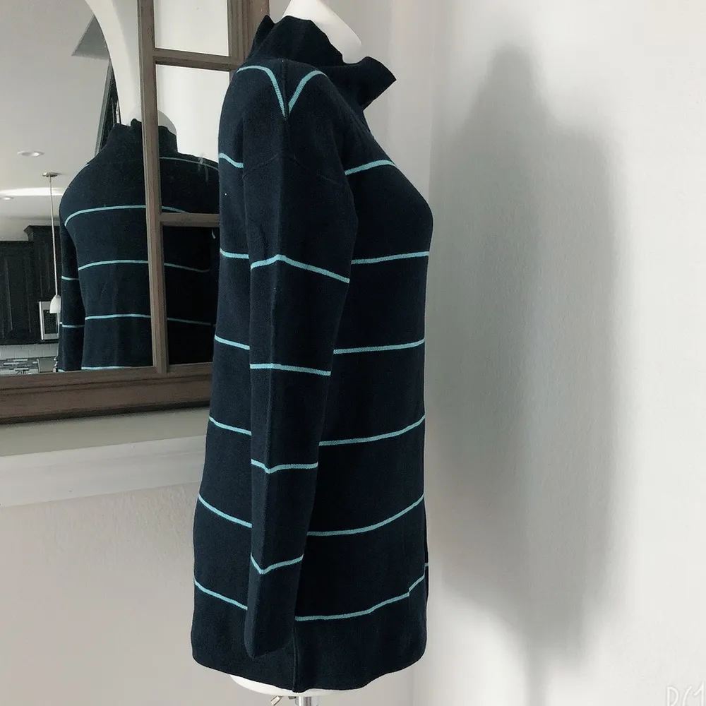 J.Jill Reversible Sweater Turtleneck Navy Blue Stripe Cotton Size M New w/Tag - Image 5