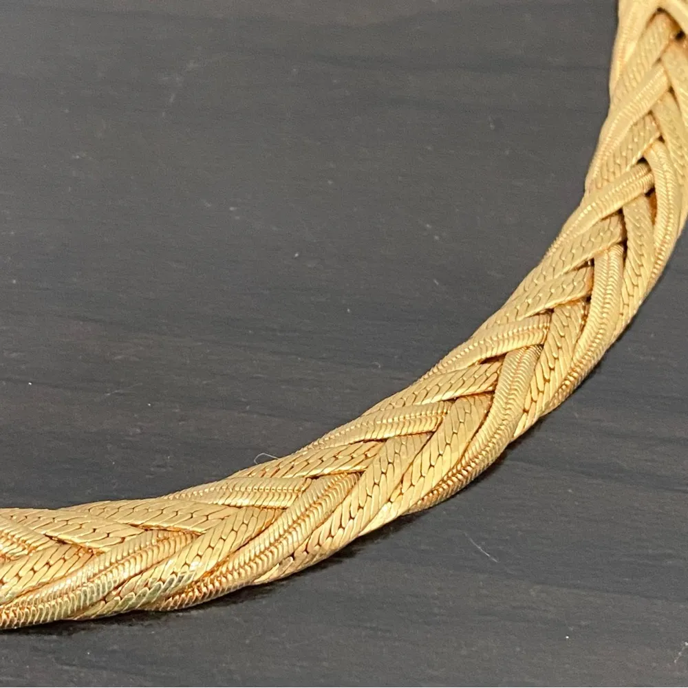 Vintage MONET Signed Gold Plated Braided Multi Chain Snake Chain Necklace 37.9g - Image 8