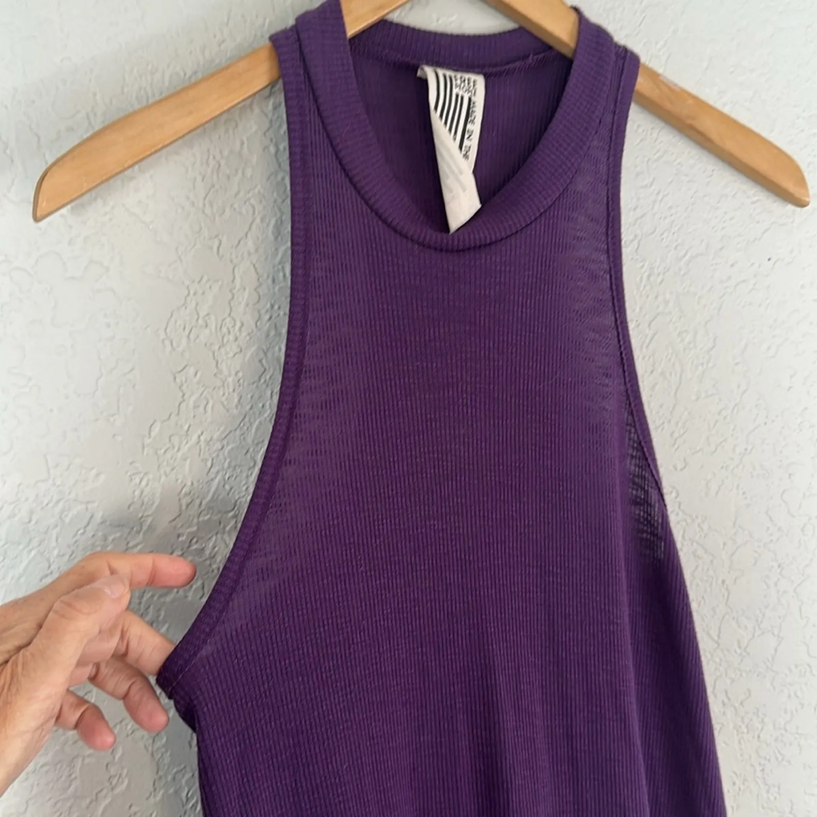 Free People Purple Ribbed Muscle Tank Top Swing Boho Indie Eggplant Plum Medium - Image 3