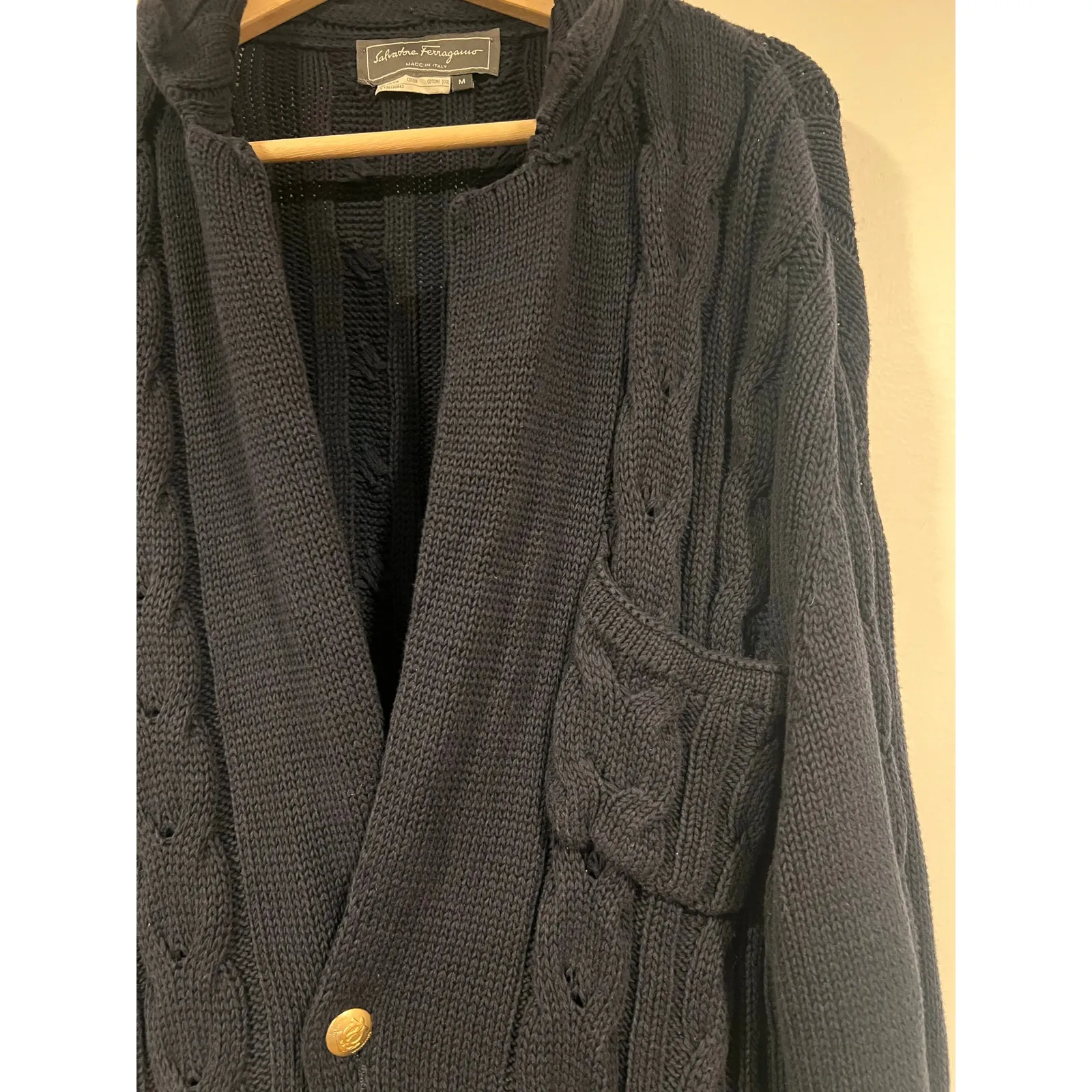 Vintage Women’s Salvatore Ferragamo Cable knit long cardigan gold buttons M-L - Image 5